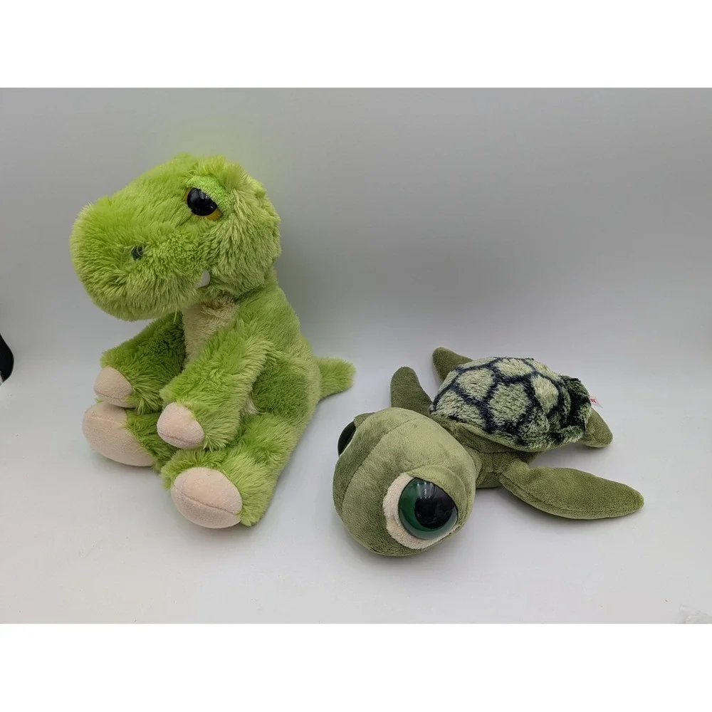 Aurora Green Turtle Dinosaur Plush Lot Big Sleepy‎ Eyes Stuffed Animal Toy